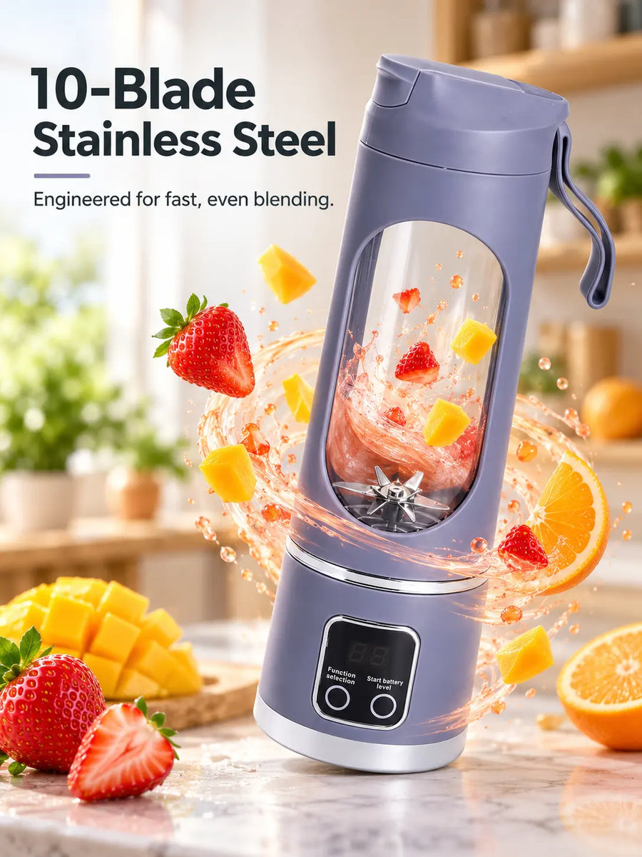 Portable Electric Juicing Cup | 450ml Capacity & Stainless Steel Blade. 3 Blending Modes