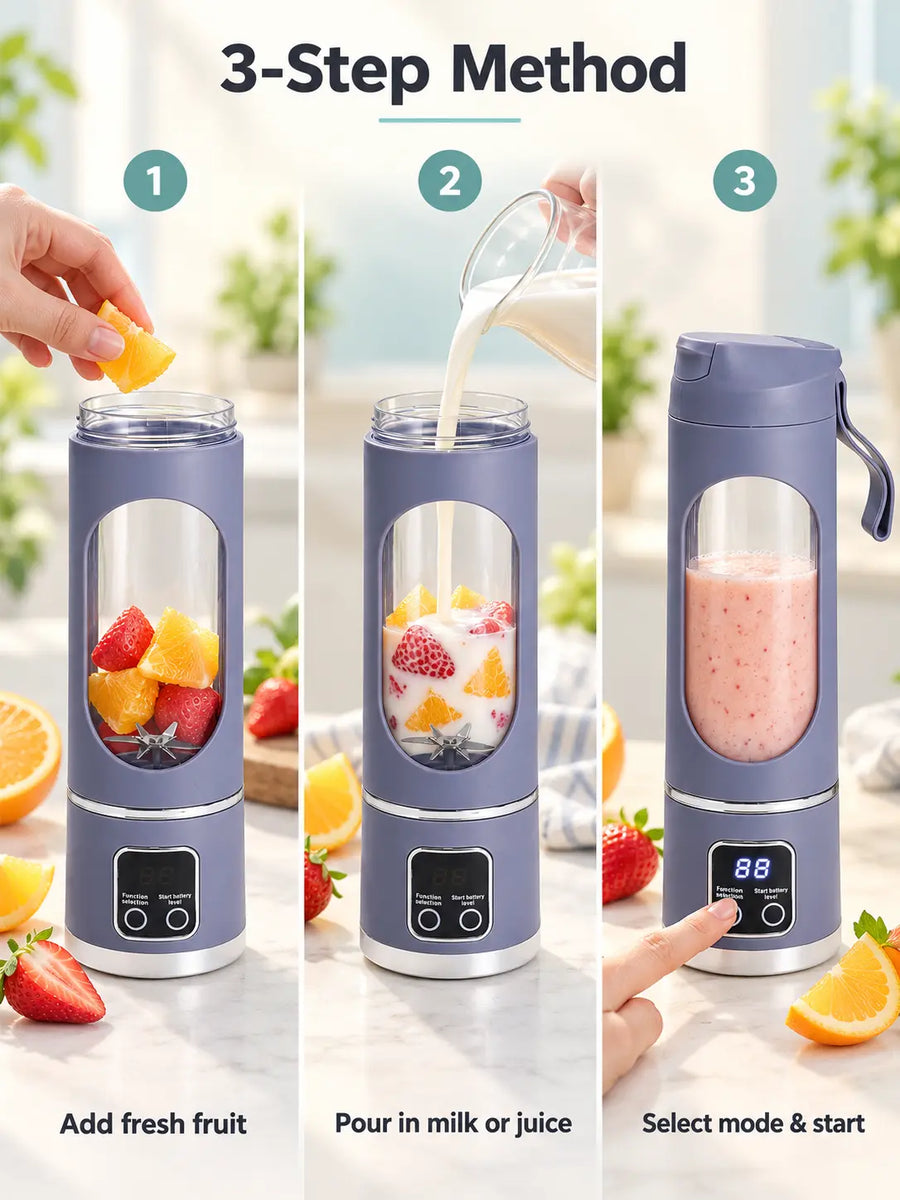 Portable Electric Juicing Cup | 450ml Capacity & Stainless Steel Blade. 3 Blending Modes