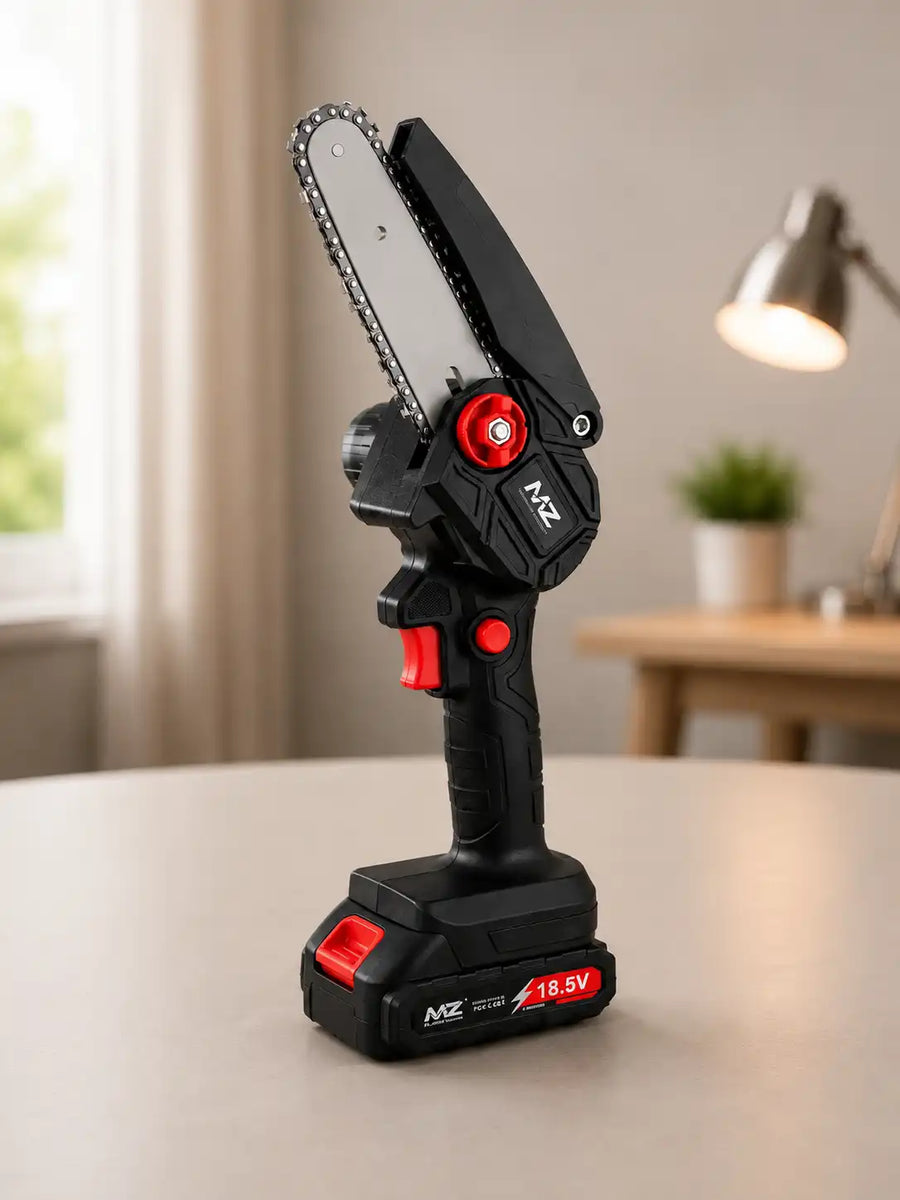 MZ CS72 6 Inch Cordless Mini Chainsaw with 18.5V Battery & Carry Case | Portable Electric Pruning Chainsaw for Wood Cutting & Tree Pruning