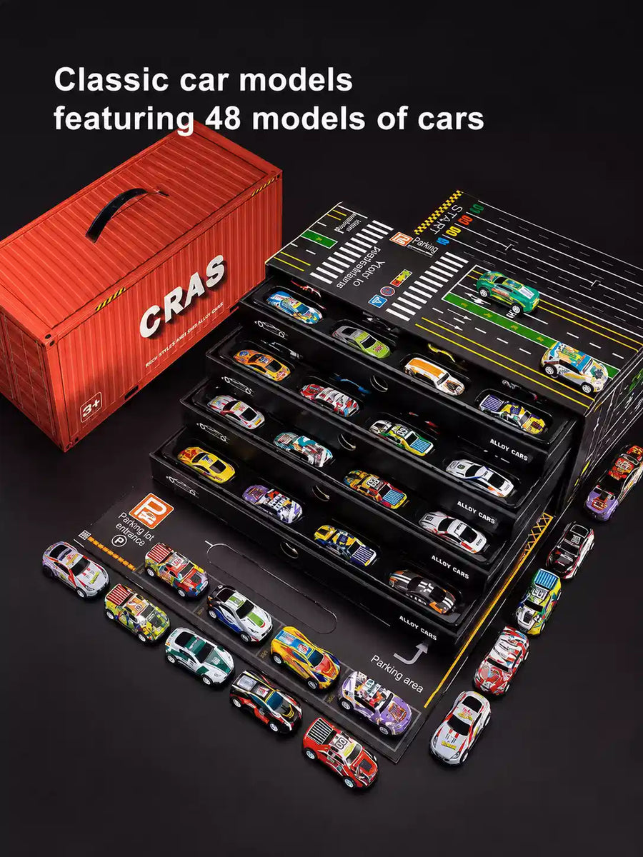 Alloy Model Car Set for Kids – Diecast Pull Back Racing Cars with Container Storage Carry Case | Metal Toy Car Collection Gift for Boys