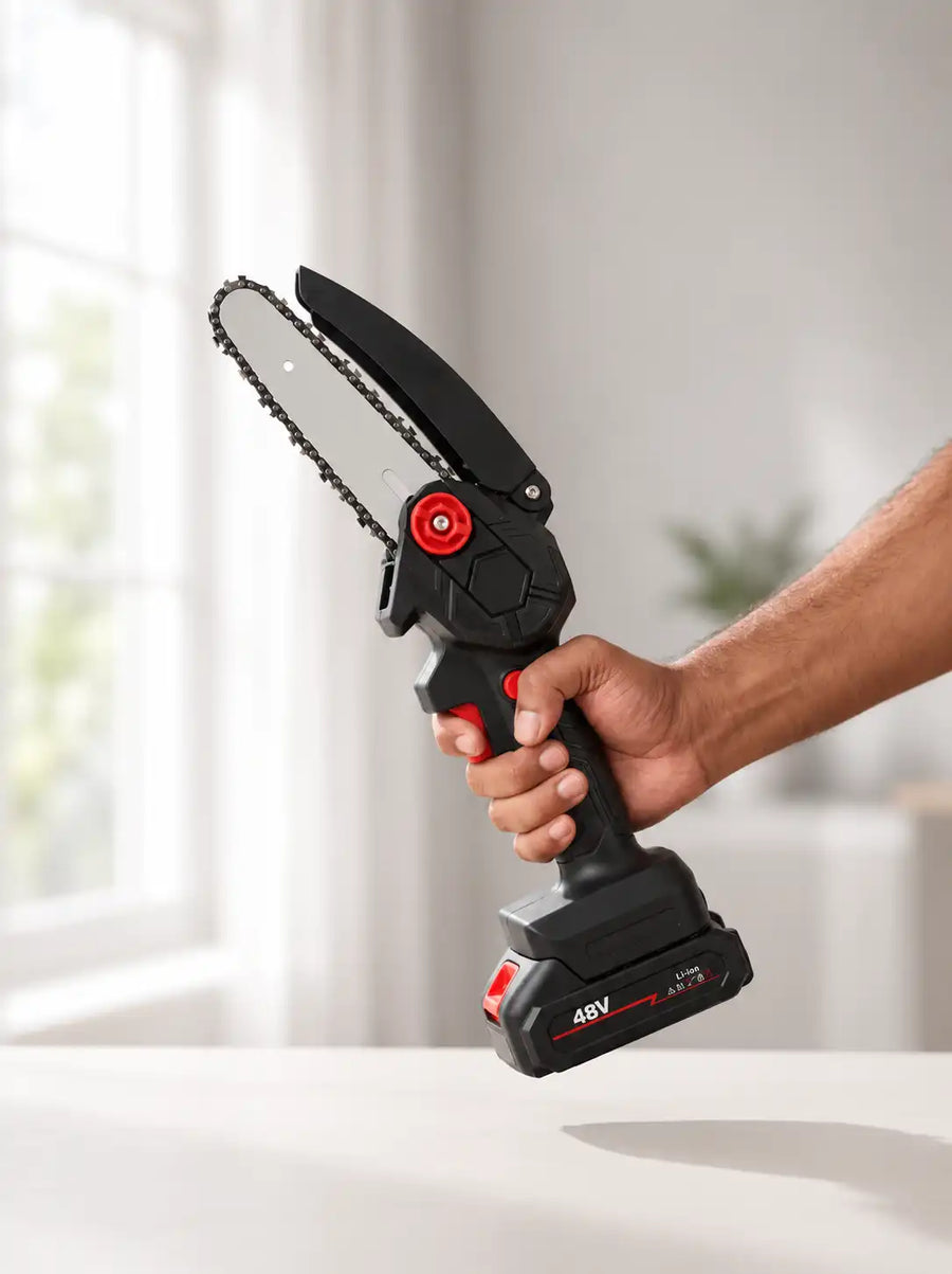 Cordless Mini Chainsaw 48V Rechargeable | Portable Battery Chainsaw for Wood Cutting
