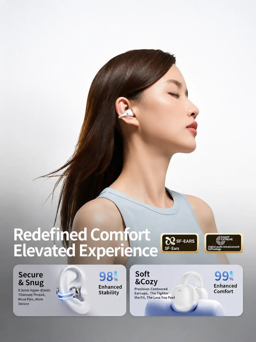 Q69 Ear Clip Wireless Earbuds – Bag Shape Case with Chain, Open Ear Bluetooth TWS Earphones with 72 Hours Total Playtime | Stylish Clip-On Headphones for Girls & Gifting
