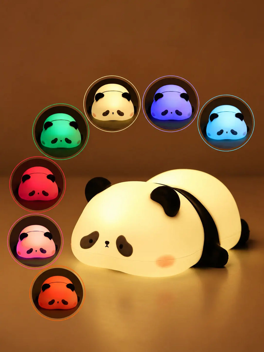 Panda Night Light Lamp for Kids Bedroom - 7 Color Changing, Soft Silicone Tap Control, Cute Gift for Girls & Toddlers