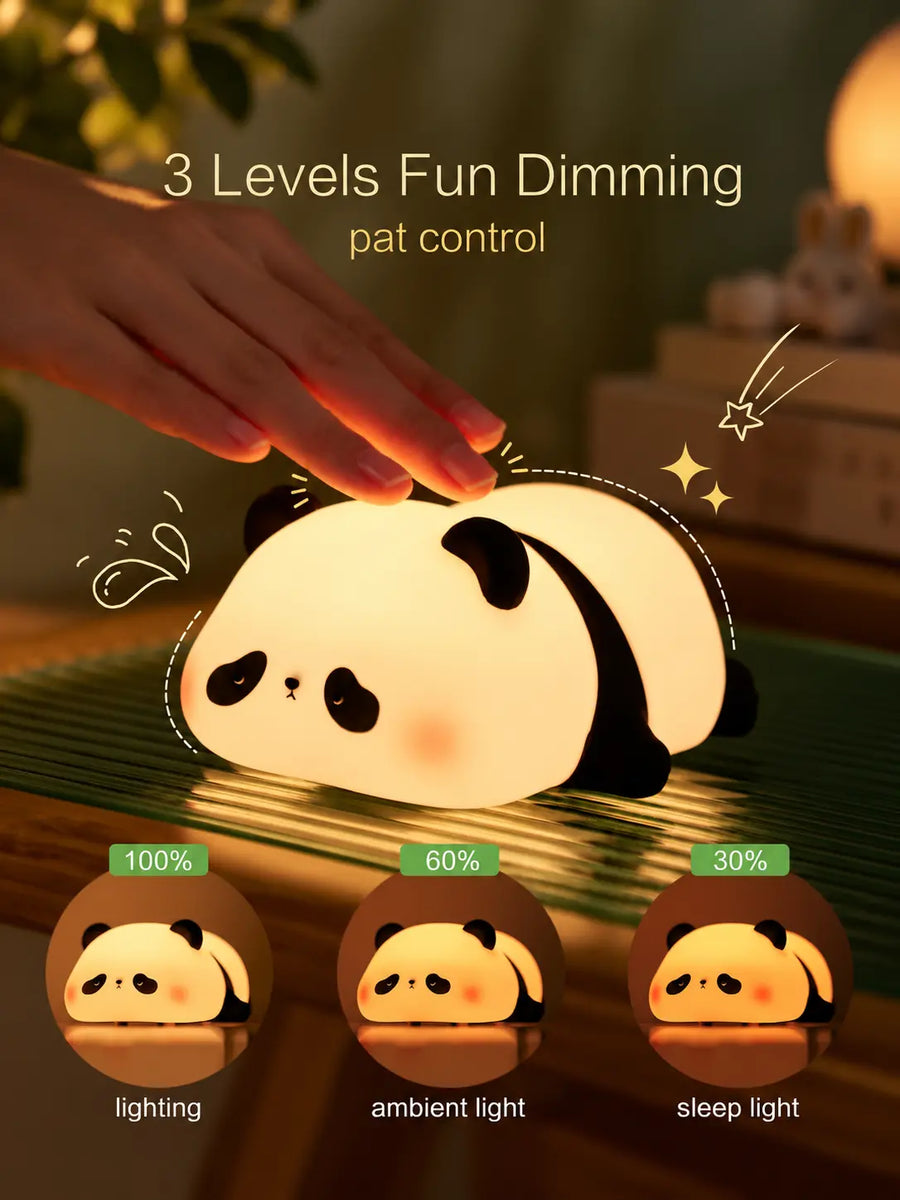 Panda Night Light Lamp for Kids Bedroom - 7 Color Changing, Soft Silicone Tap Control, Cute Gift for Girls & Toddlers