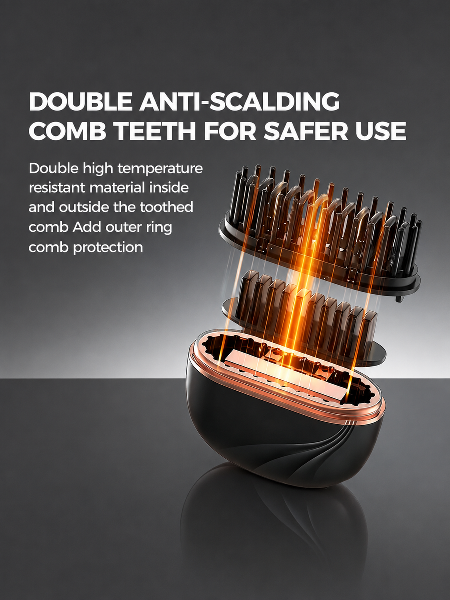 Portable Pocket Hair Straightener Comb – Wireless, Rechargeable, 3 Heat Levels