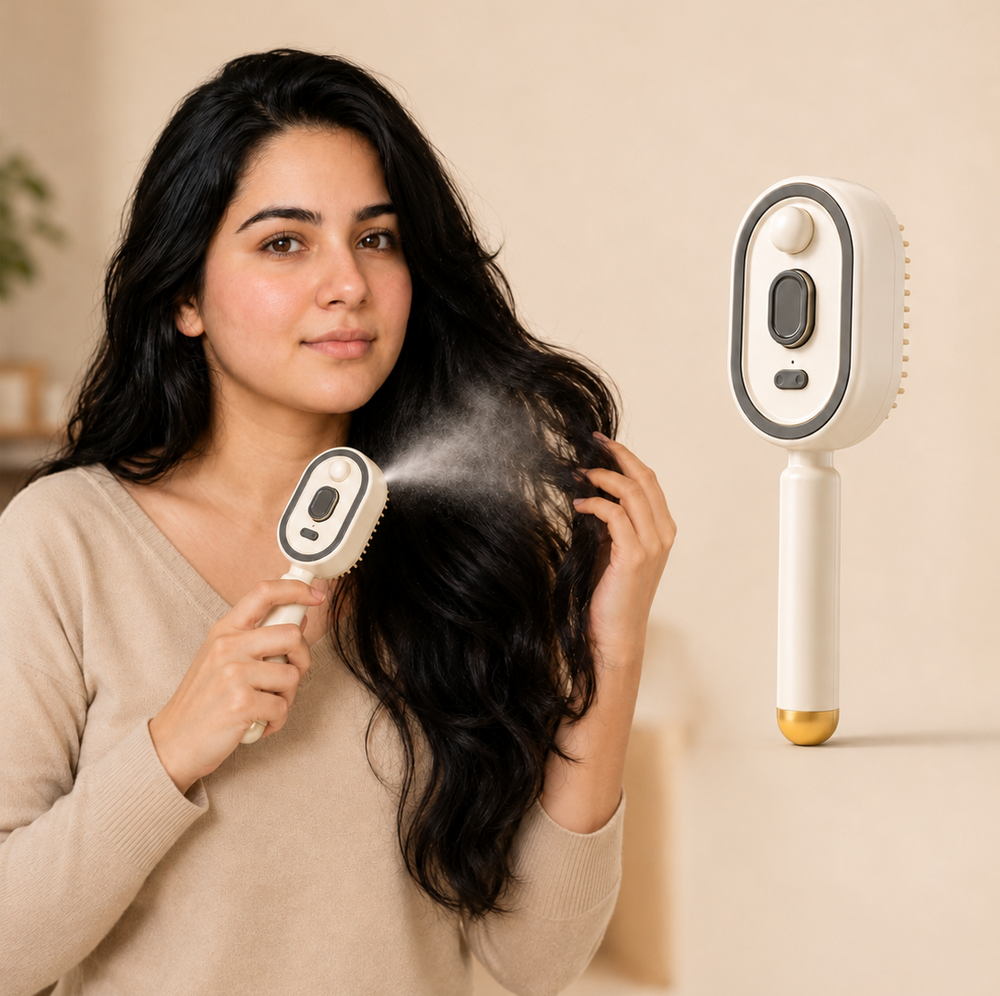 Spray Hair Brush with Red Light