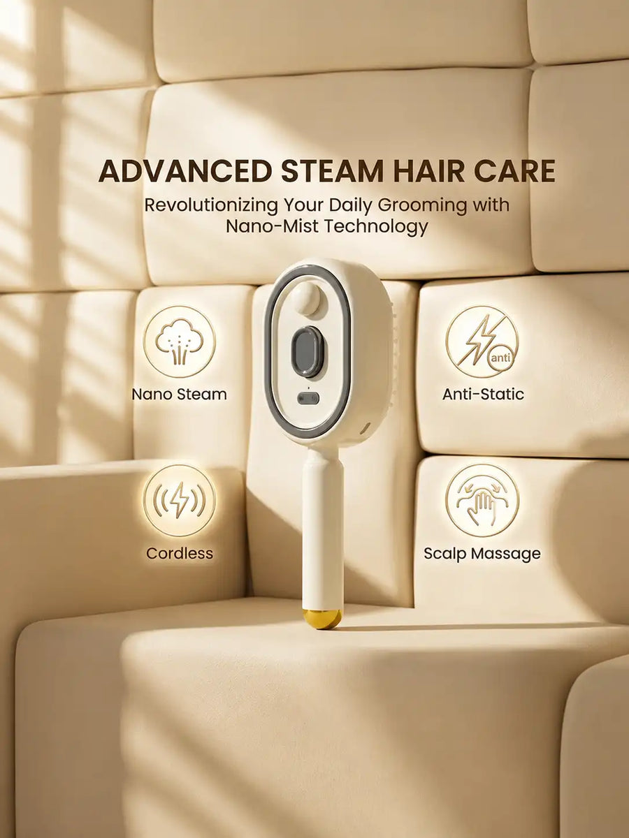 Self Cleaning Hair Brush – One Click Hair Removal Brush with Ergonomic Handle | Anti-Tangle Paddle Brush for Women & Men