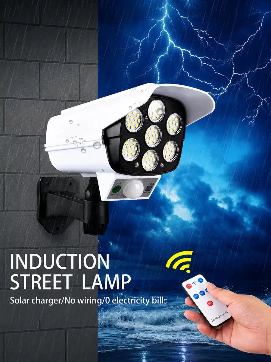 Solar Security Camera Light with Motion Sensor | 77 LED Outdoor Flood Light, 3 Modes, Waterproof — Auto Night On