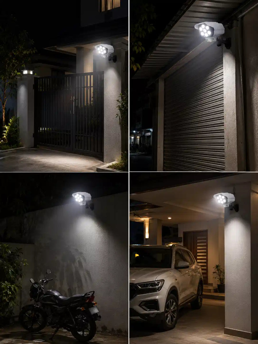Solar Security Camera Light with Motion Sensor | 77 LED Outdoor Flood Light, 3 Modes, Waterproof — Auto Night On