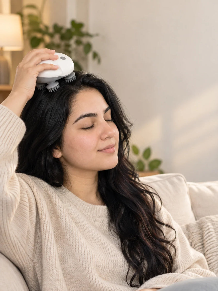 Electric Scalp & Body Massager - USB Rechargeable Head Massager with 96 Silicone Kneading Points