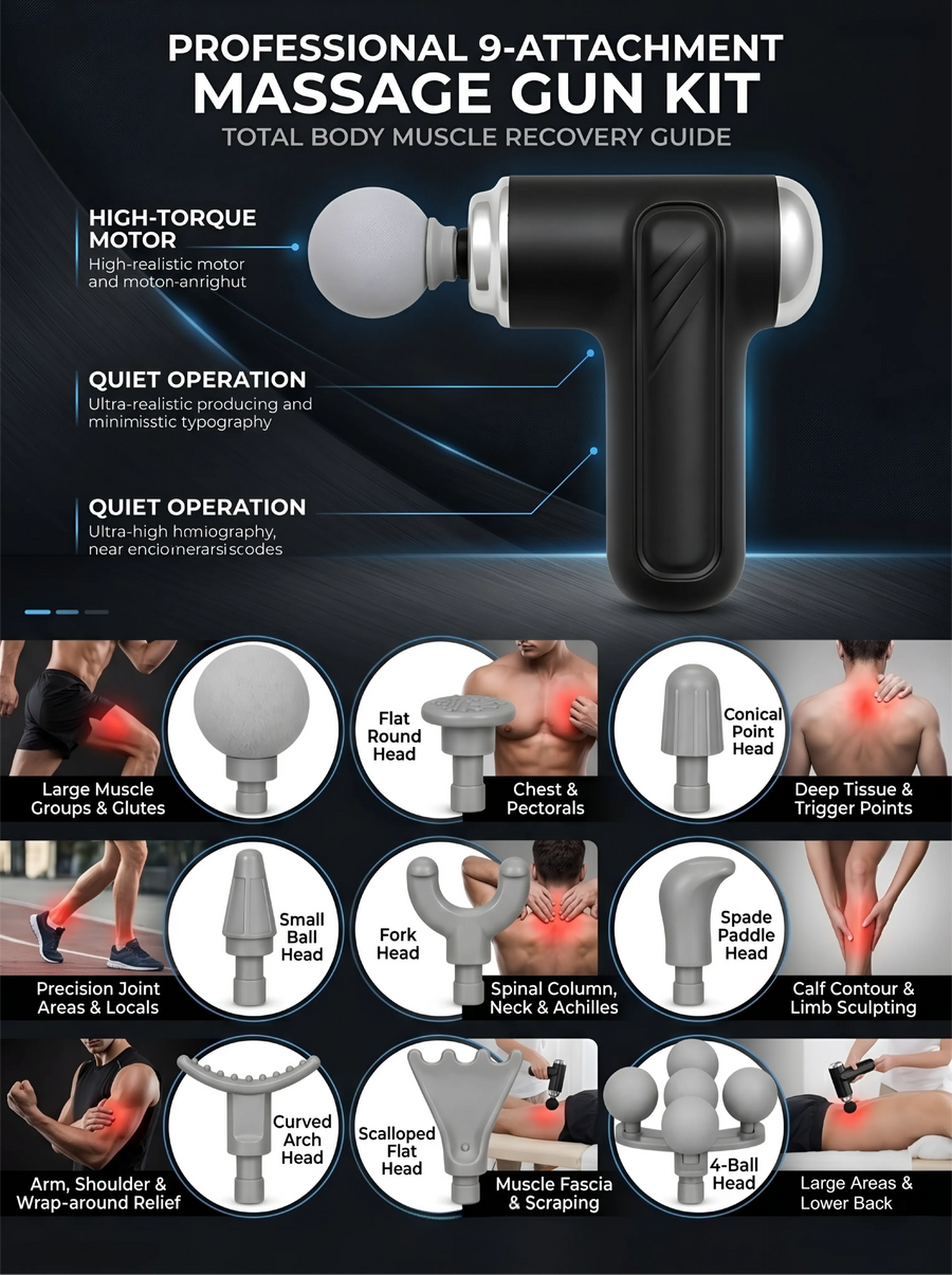 MAXTOP MP-999 Massage Gun with 9 Heads | Pain Relief & Body Relaxation