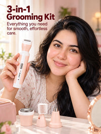 Kemei 4-in-1 Women's Electric Shaver Suit - Facial & Body Hair Remover, Eyebrow & Nose Trimmer, USB Rechargeable