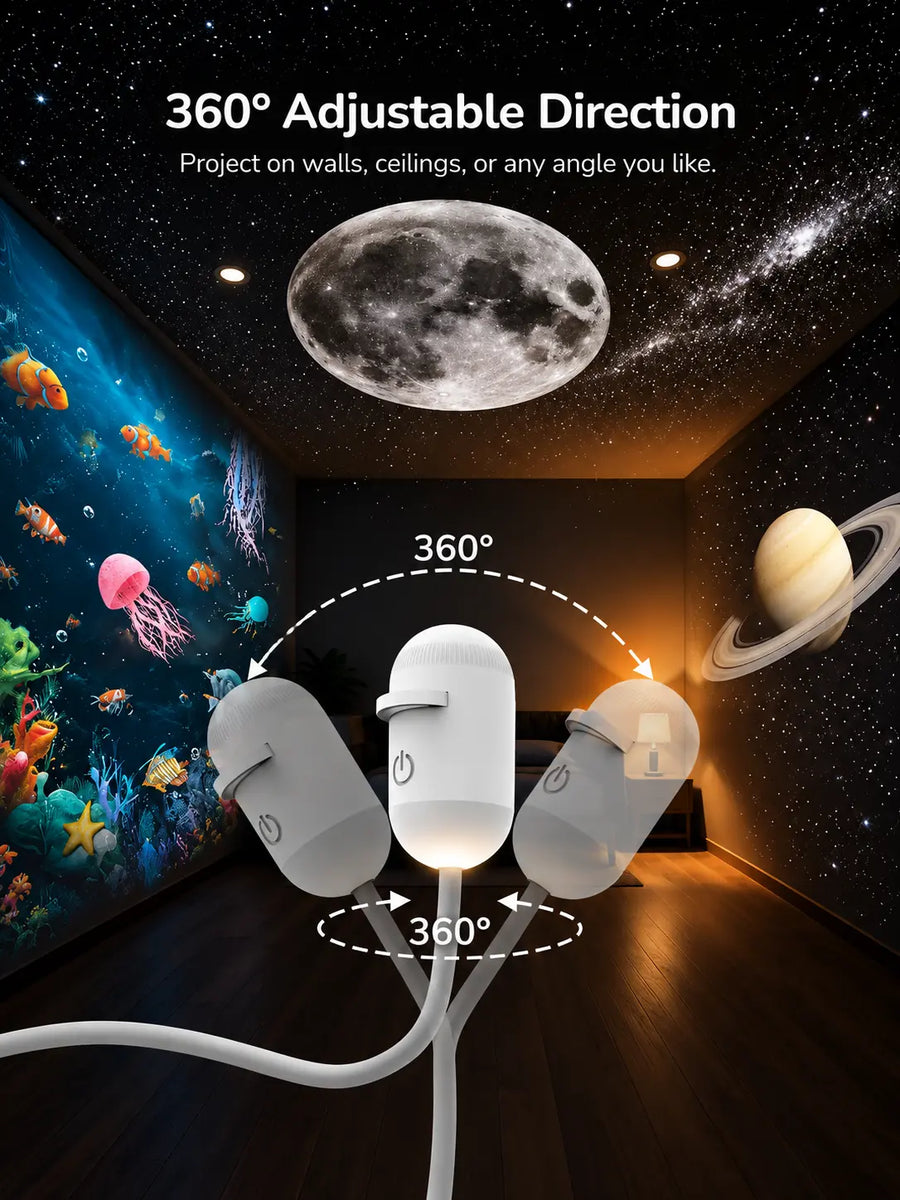 Galaxy Star Projector Night Light – USB Powered Starry Sky Projection Lamp with Adjustable Gooseneck & Focus Lens