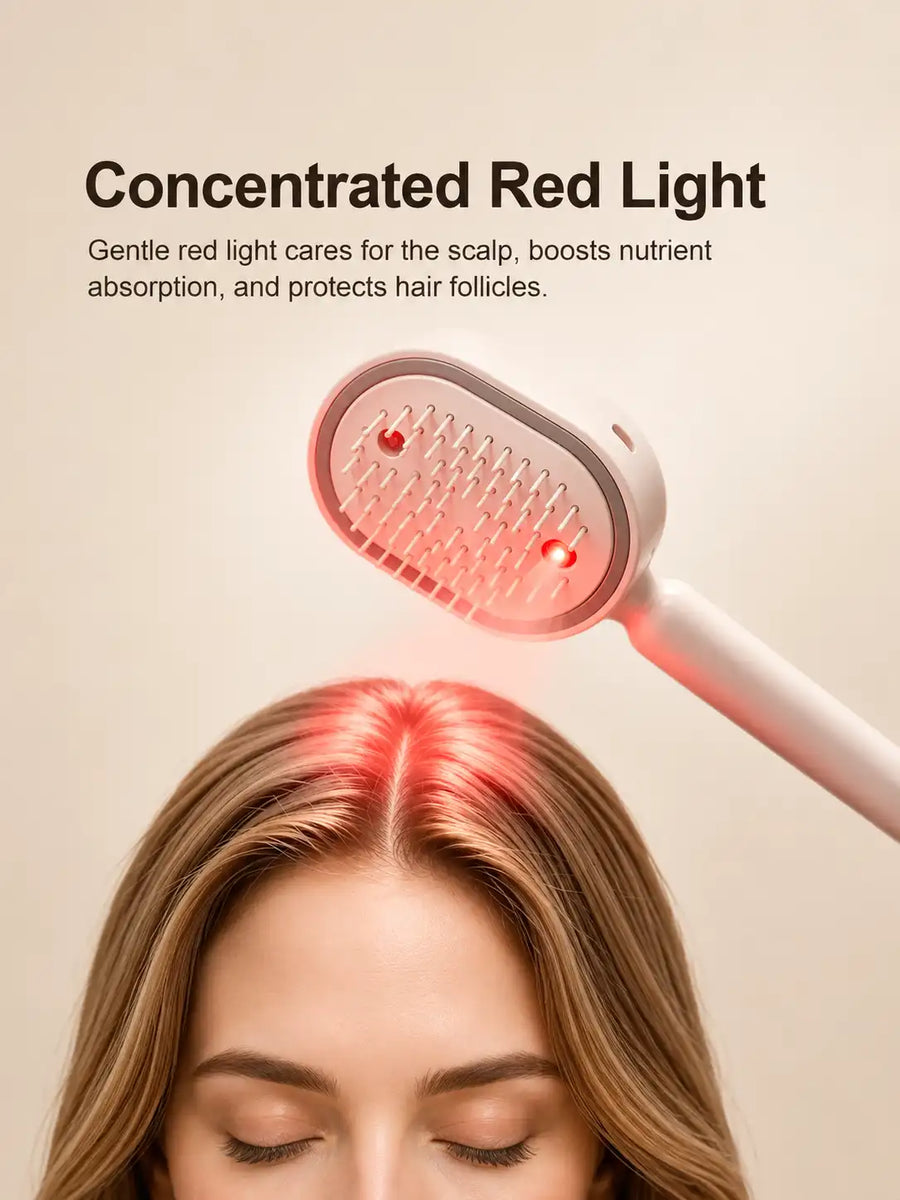 Self Cleaning Hair Brush – One Click Hair Removal Brush with Ergonomic Handle | Anti-Tangle Paddle Brush for Women & Men