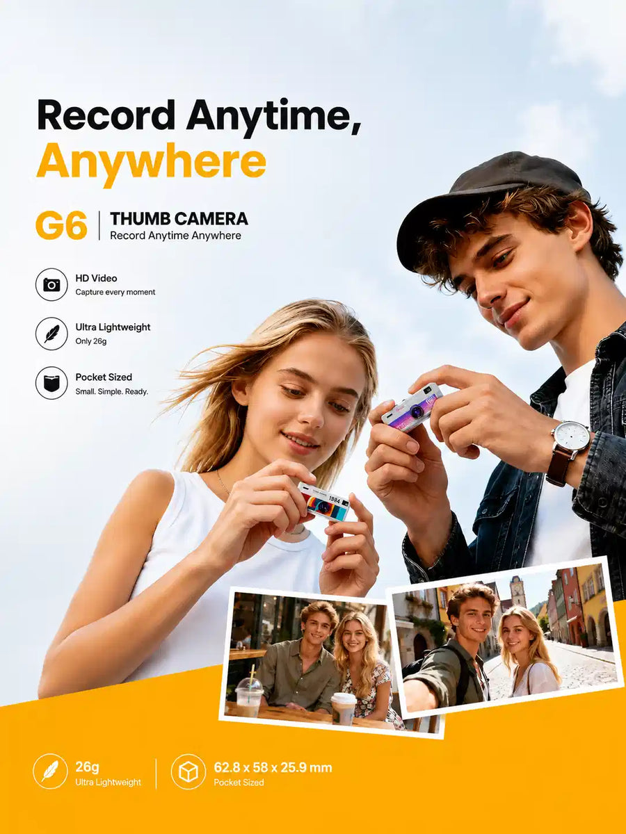 G6 Thumb Mini Pocket Camera – HD Pocket Video Camera, Keychain Wearable (Pack of 1)