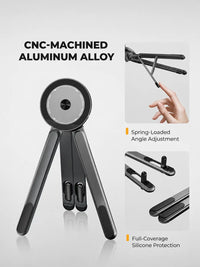 Foldable Laptop Stand with Phone & Tablet Holder | Portable Aluminium Riser for Desk - Adjustable Height, Ventilated, Multi-Device
