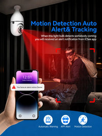 360° WiFi Bulb Camera 1080P | Wireless Security Camera with Light Socket, Motion Detection, Two-Way Audio, Night Vision — 2.4G & 5G