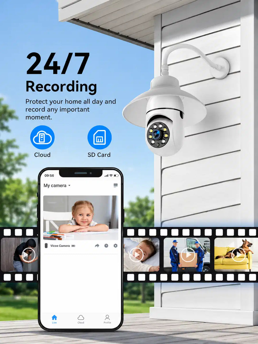 360° WiFi Bulb Camera 1080P | Wireless Security Camera with Light Socket, Motion Detection, Two-Way Audio, Night Vision — 2.4G & 5G