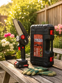 MZ CS72 6 Inch Cordless Mini Chainsaw with 18.5V Battery & Carry Case | Portable Electric Pruning Chainsaw for Wood Cutting & Tree Pruning