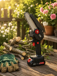 MZ CS72 6 Inch Cordless Mini Chainsaw with 18.5V Battery & Carry Case | Portable Electric Pruning Chainsaw for Wood Cutting & Tree Pruning