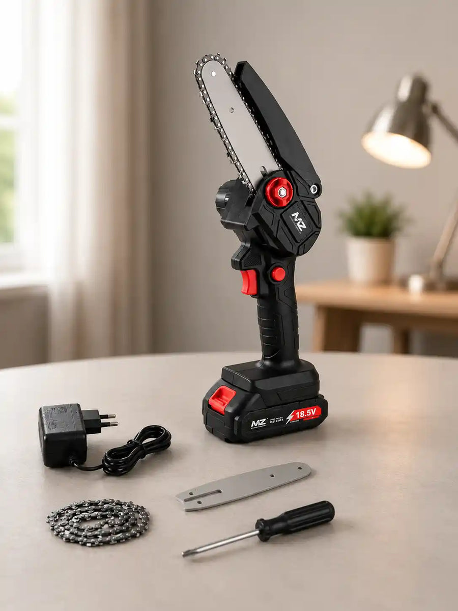 MZ CS72 6 Inch Cordless Mini Chainsaw with 18.5V Battery & Carry Case | Portable Electric Pruning Chainsaw for Wood Cutting & Tree Pruning
