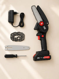 MZ CS72 6 Inch Cordless Mini Chainsaw with 18.5V Battery & Carry Case | Portable Electric Pruning Chainsaw for Wood Cutting & Tree Pruning