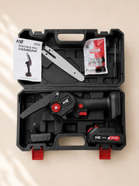 MZ CS72 6 Inch Cordless Mini Chainsaw with 18.5V Battery & Carry Case | Portable Electric Pruning Chainsaw for Wood Cutting & Tree Pruning
