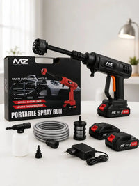 MZ Cordless Portable Pressure Washer | 18.5V Battery Car & Bike Wash Gun, 6 Spray Modes, Double Battery, 48 Min Run Time