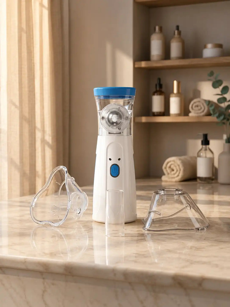 Portable Mesh Nebulizer for Adults & Kids | Mini Ultrasonic Inhaler with 3 Masks | Silent USB Rechargeable Steam Vaporizer