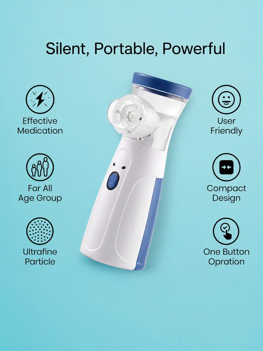 Portable Mesh Nebulizer for Adults & Kids | Mini Ultrasonic Inhaler with 3 Masks | Silent USB Rechargeable Steam Vaporizer
