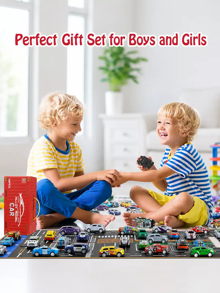 Alloy Model Car Set for Kids – Diecast Pull Back Racing Cars with Container Storage Carry Case | Metal Toy Car Collection Gift for Boys