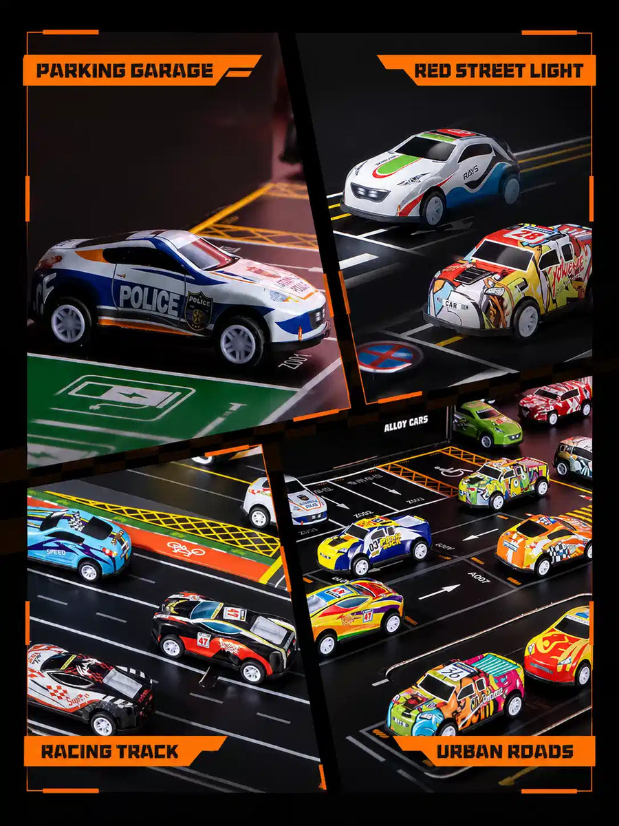 Alloy Model Car Set for Kids – Diecast Pull Back Racing Cars with Container Storage Carry Case | Metal Toy Car Collection Gift for Boys