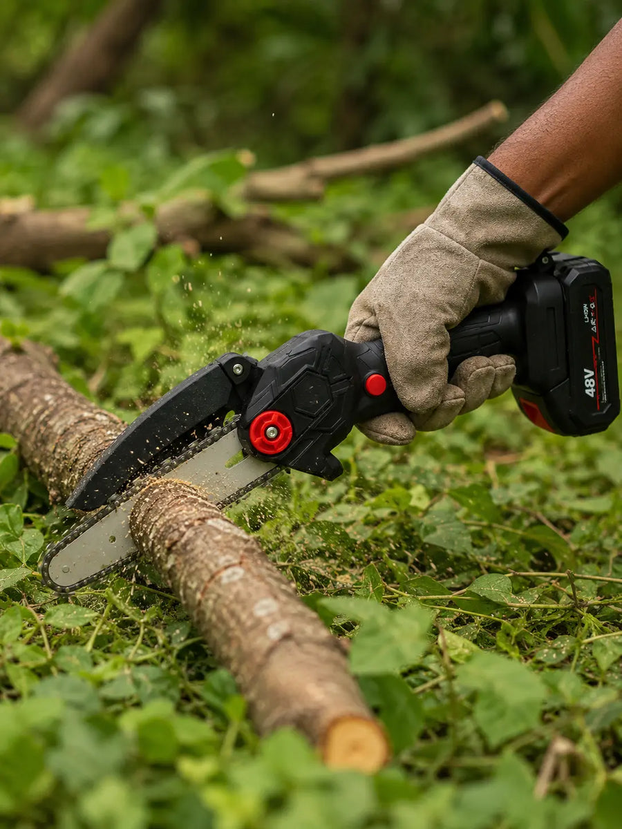 Cordless Mini Chainsaw 48V Rechargeable | Portable Battery Chainsaw for Wood Cutting