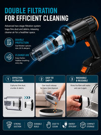 Maxtop MP-251 Cordless Handheld Vacuum Cleaner for Car & Home | Portable Wireless Vacuum with Attachments, Dual Battery
