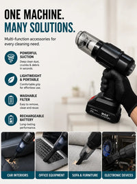 Maxtop MP-251 Cordless Handheld Vacuum Cleaner for Car & Home | Portable Wireless Vacuum with Attachments, Dual Battery