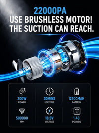 Maxtop MP-251 Cordless Handheld Vacuum Cleaner for Car & Home | Portable Wireless Vacuum with Attachments, Dual Battery