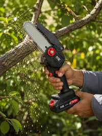 MZ CS72 6 Inch Cordless Mini Chainsaw with 18.5V Battery & Carry Case | Portable Electric Pruning Chainsaw for Wood Cutting & Tree Pruning