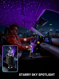 5-in-1 Car Charger with Aroma Diffuser & RGB Starlight | Retractable USB-C & Lightning Cables, Cup Holder Charger for iPhone & Android