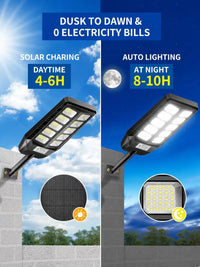 Solar Street Light Outdoor 180 LED with Motion Sensor & Remote | IP65 Waterproof Solar Garden Light for Gate, Wall & Driveway