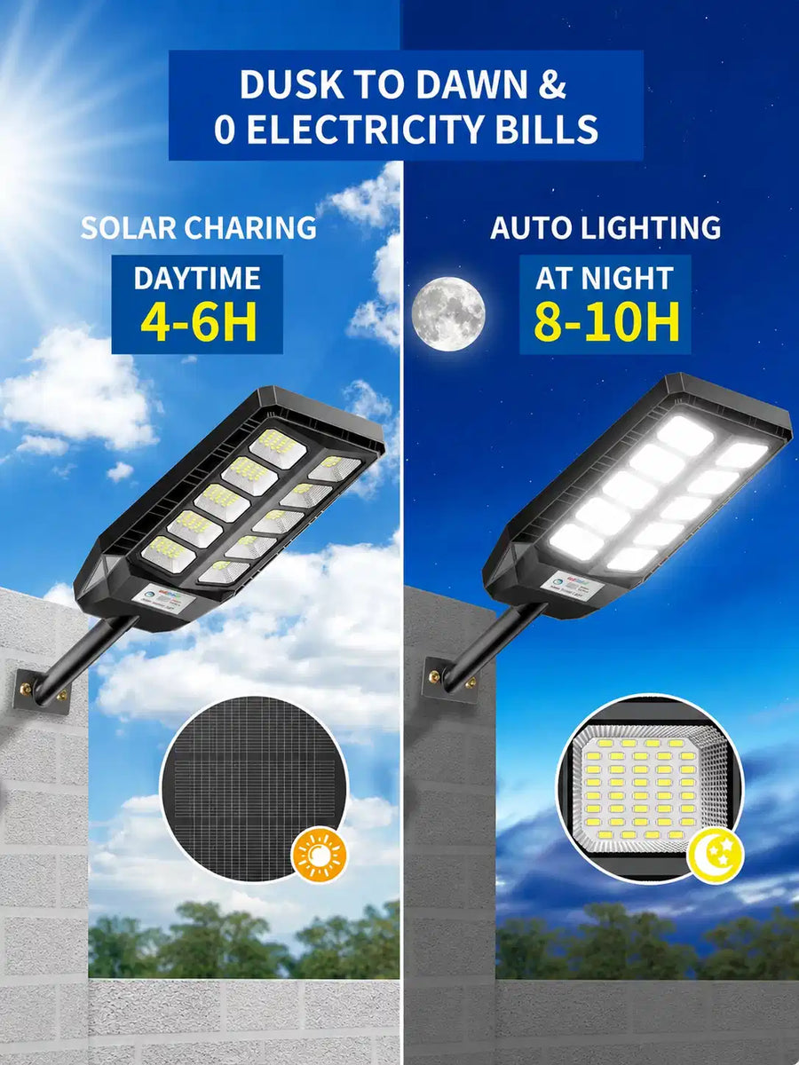 Solar Street Light Outdoor 180 LED with Motion Sensor & Remote | IP65 Waterproof Solar Garden Light for Gate, Wall & Driveway