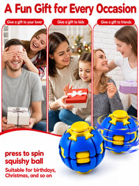 Press & Spin Fidget Ball — Pocket-Sized Sensory Toy | Stress Relief Spinner for Kids, Teens & Adults