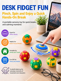 Press & Spin Fidget Ball — Pocket-Sized Sensory Toy | Stress Relief Spinner for Kids, Teens & Adults