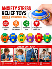Press & Spin Fidget Ball — Pocket-Sized Sensory Toy | Stress Relief Spinner for Kids, Teens & Adults