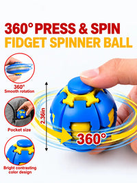 Press & Spin Fidget Ball — Pocket-Sized Sensory Toy | Stress Relief Spinner for Kids, Teens & Adults