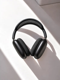 Premium wireless headphones black front view #Black