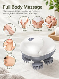 Electric Scalp & Body Massager - USB Rechargeable Head Massager with 96 Silicone Kneading Points