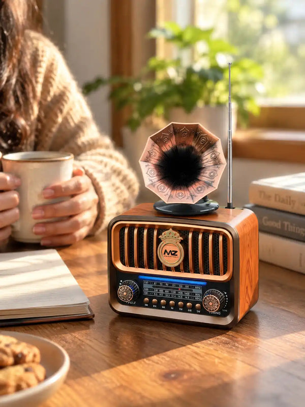 MZ S671 Retro Radio Bluetooth Speaker - Vintage Gramophone Design with FM/AM/SW Radio