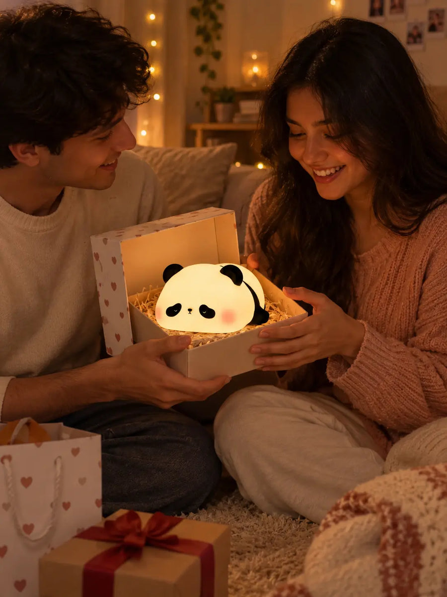 Panda Night Light Lamp for Kids Bedroom - 7 Color Changing, Soft Silicone Tap Control, Cute Gift for Girls & Toddlers