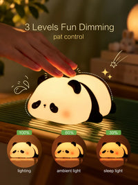 Panda Night Light Lamp for Kids Bedroom - 7 Color Changing, Soft Silicone Tap Control, Cute Gift for Girls & Toddlers