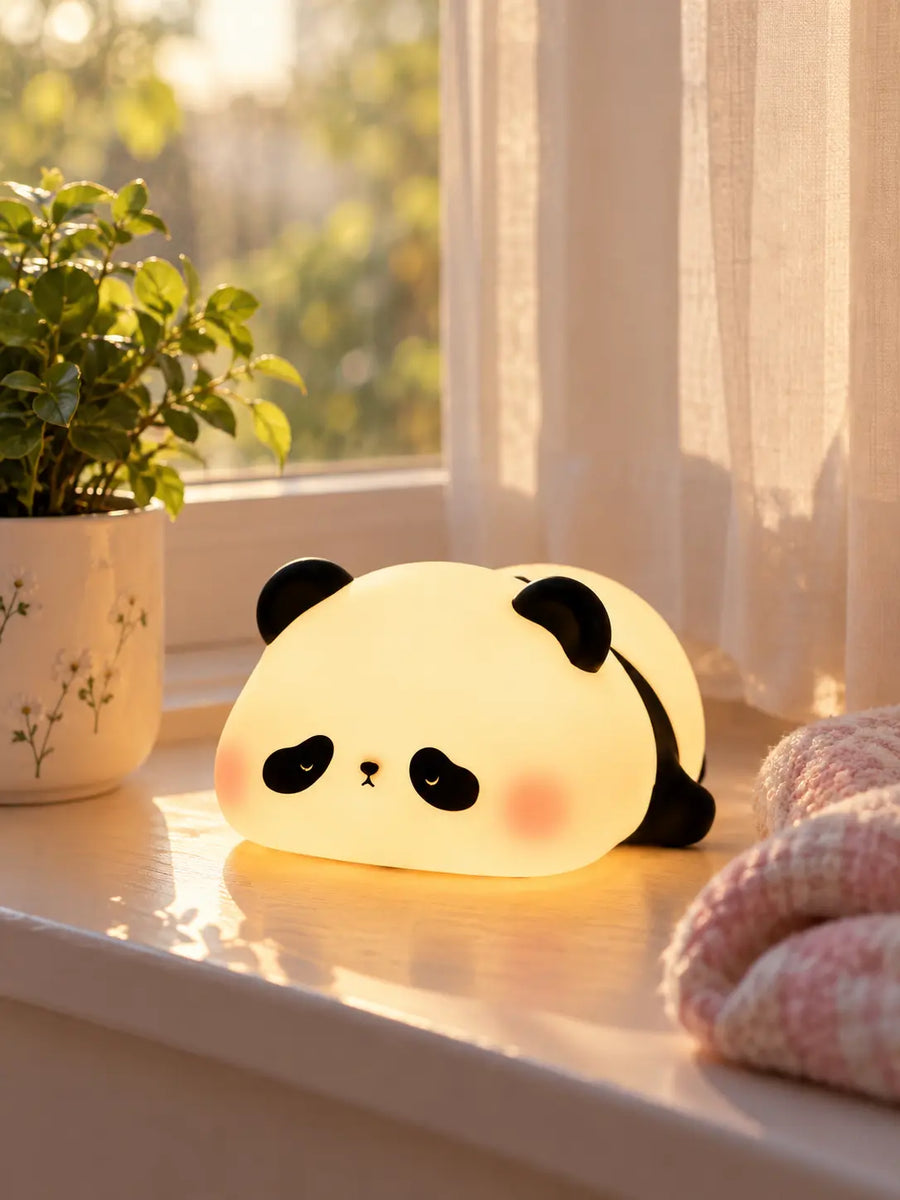 Panda Night Light Lamp for Kids Bedroom - 7 Color Changing, Soft Silicone Tap Control, Cute Gift for Girls & Toddlers